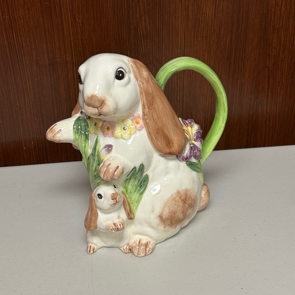 Vintage Fitz and Floyd Ceramic Serving Pitcher Bunnies shaped - Picture 12 of 16